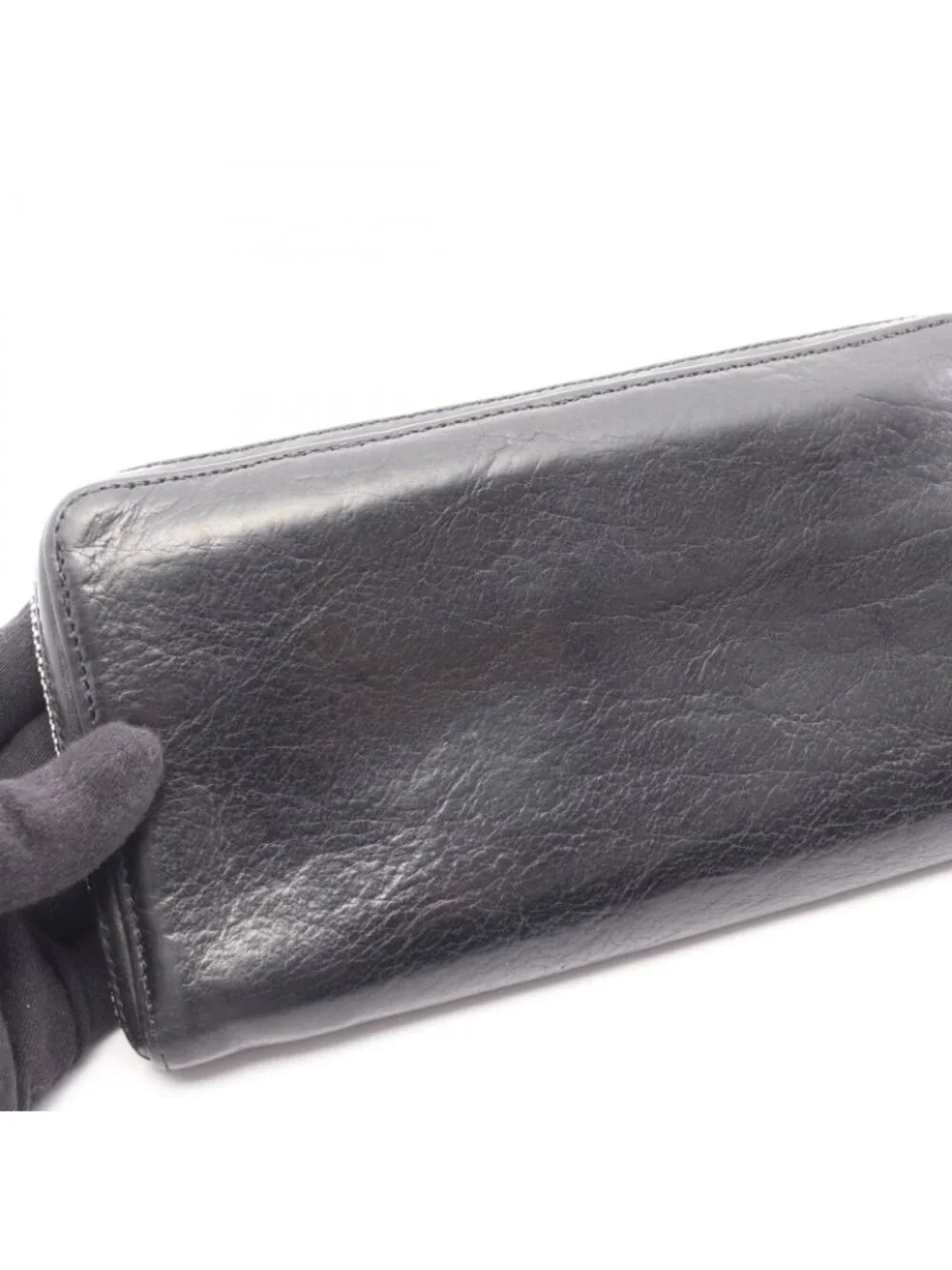 Chrome Hearts Round Wallet Dagger Zip Leather Plain Zip Around